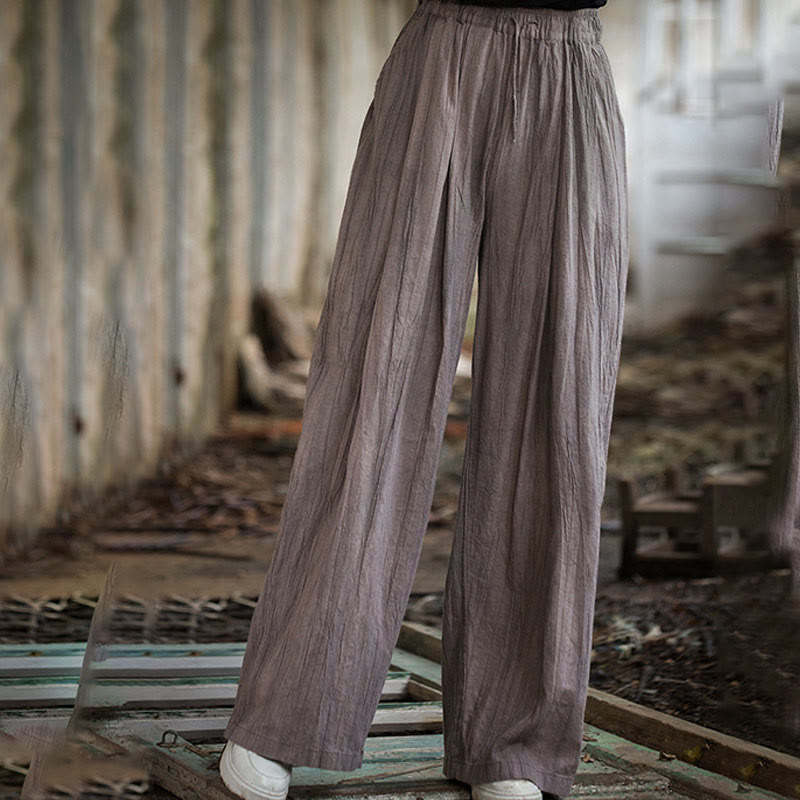 Tactile Ramie Cotton Wide-Leg Meditation Pants with Pockets