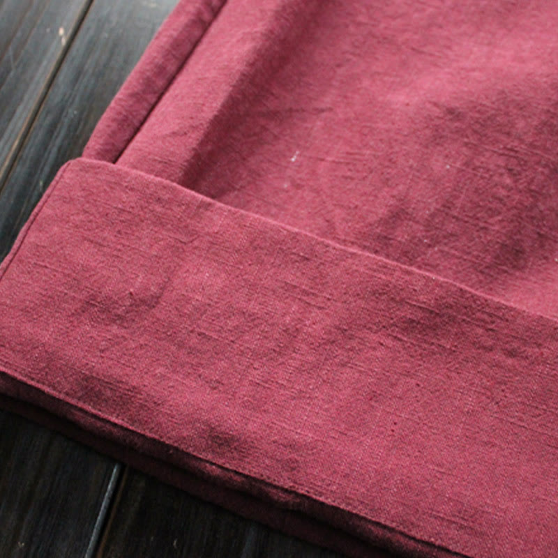 Breathable Ramie Wide-Leg Meditation Pants with Pockets