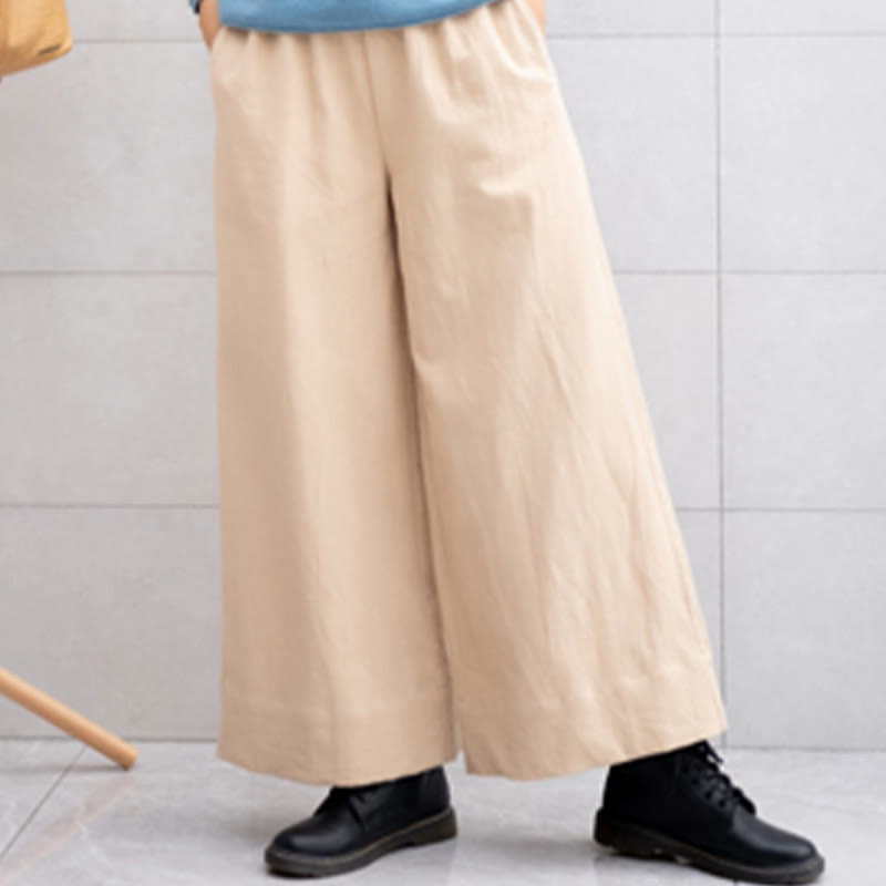Breathable Ramie Wide-Leg Meditation Pants with Pockets