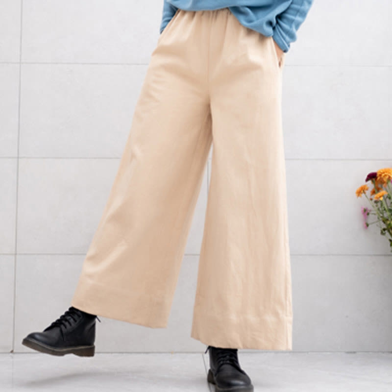Breathable Ramie Wide-Leg Meditation Pants with Pockets