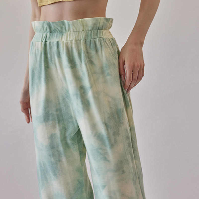 Ink Print Adjustable Leg Tie Meditation Harem Pants