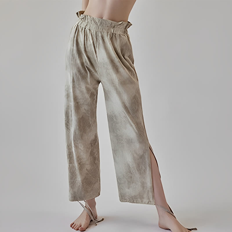 Ink Print Adjustable Leg Tie Meditation Harem Pants