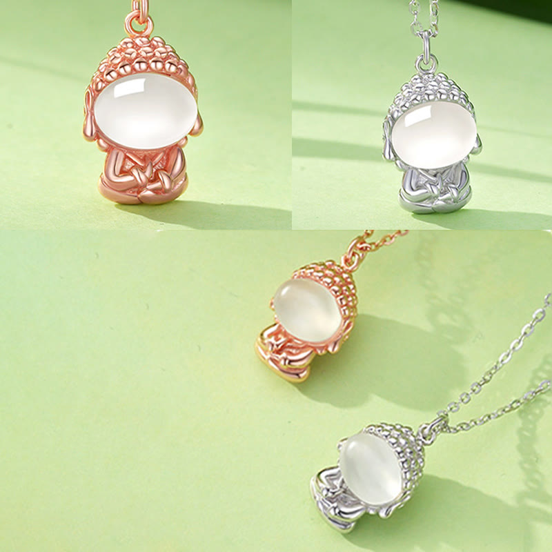 925 Sterling Silver Chalcedony Formless Buddha Positive Necklace Pendant