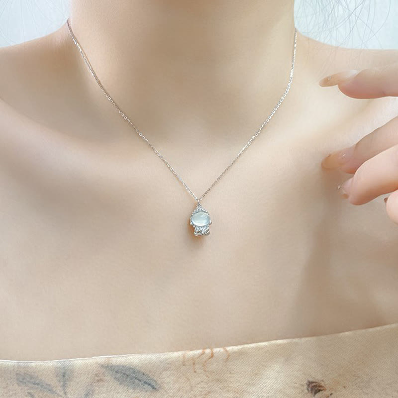 925 Sterling Silver Chalcedony Formless Buddha Positive Necklace Pendant