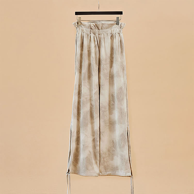 Ink Print Adjustable Leg Tie Meditation Harem Pants