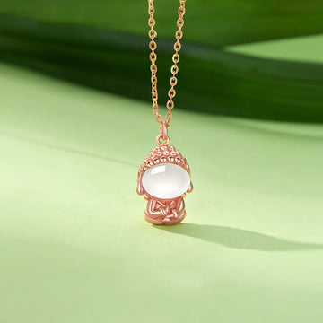 925 Sterling Silver Chalcedony Formless Buddha Positive Necklace Pendant