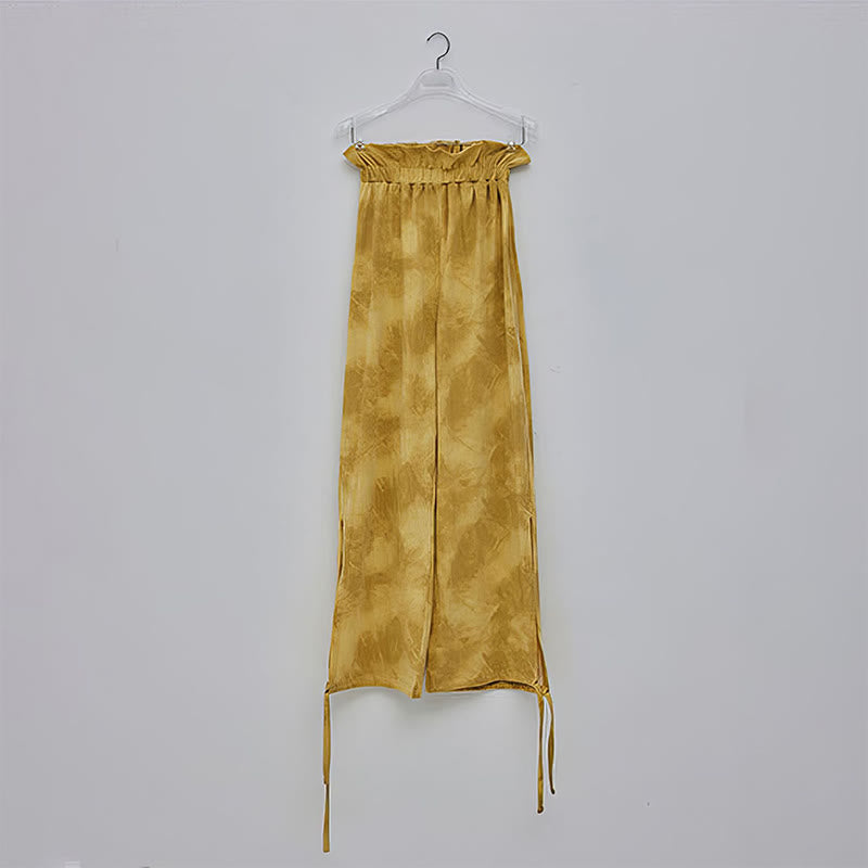 Ink Print Adjustable Leg Tie Meditation Harem Pants