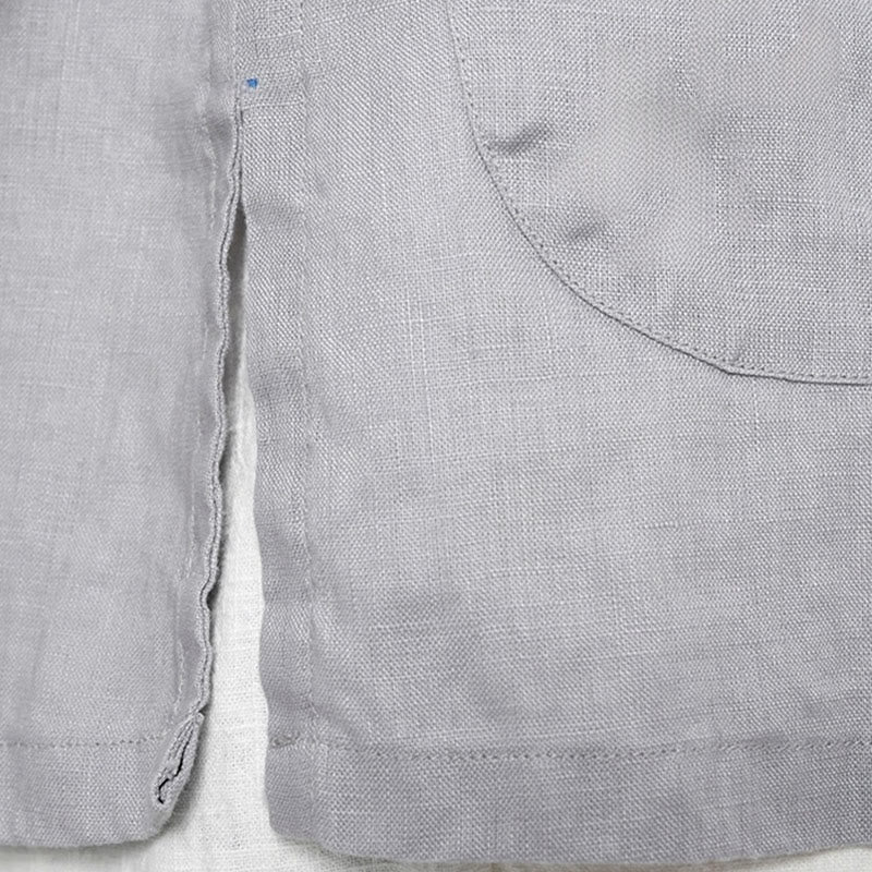 Linen Stand-Collar Frog-Button Mindful Meditation Shirt