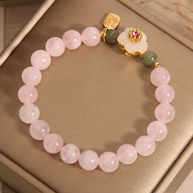 Rose Quartz Peach Blossom Hetian Jade Fu Character Relationships Healing Bracelet