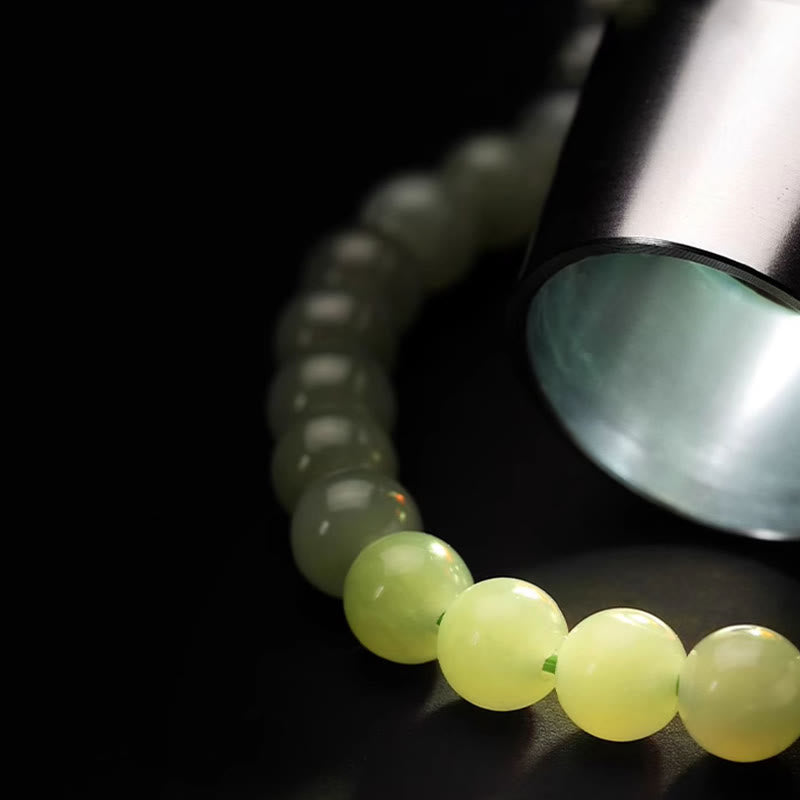 Natural Hetian Jade and Agate Rabbit Chinese Coin 6mm Copper Bracelet