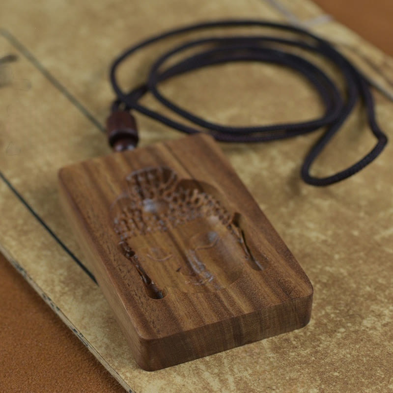 Green Sandalwood Buddha Symbol Positive Necklace Pendant