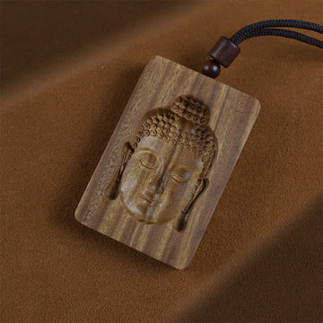 Green Sandalwood Buddha Symbol Positive Necklace Pendant