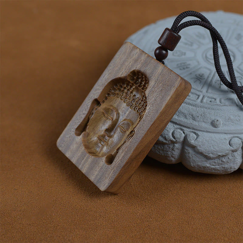 Green Sandalwood Buddha Symbol Positive Necklace Pendant