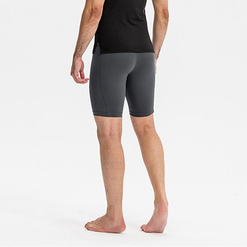 Men's Tight Stretch High Elasticity Quick Dry Sports Shorts With Zipper Pockets