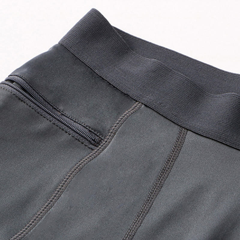 Men's Tight Stretch High Elasticity Quick Dry Sports Shorts With Zipper Pockets