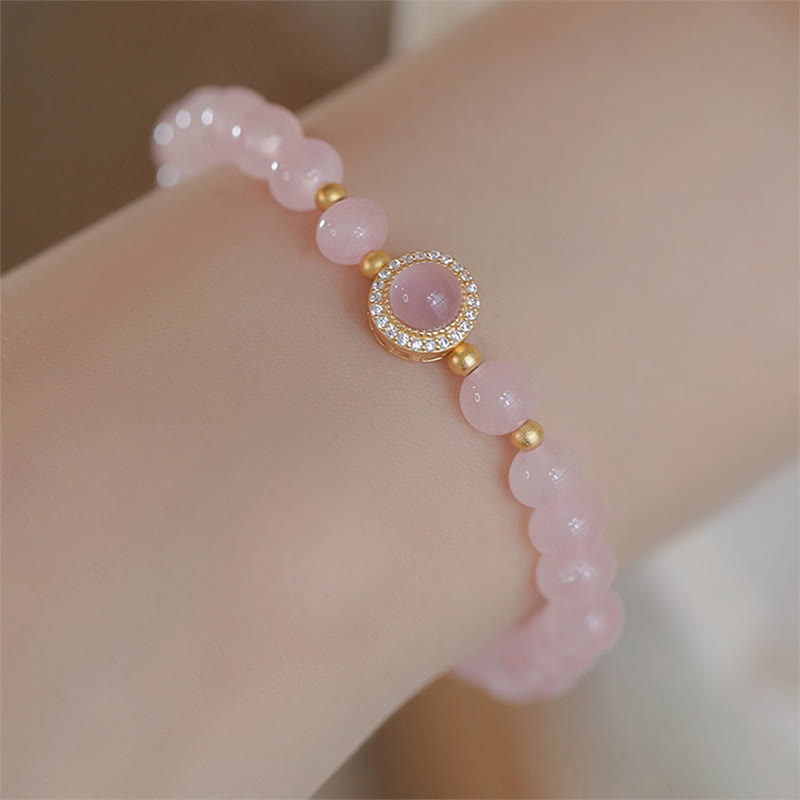 Rose Quartz and Pearl Copper Accented Warmth Bracelet