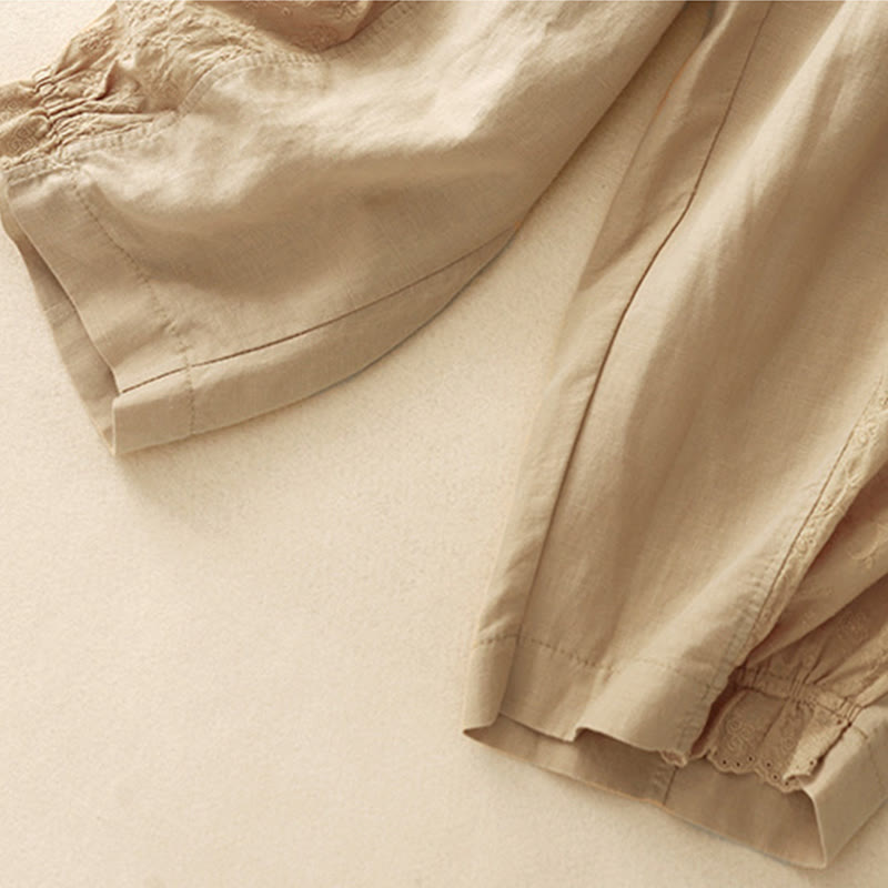 Tactile Cotton Embroidered Cropped Meditation Harem Pants
