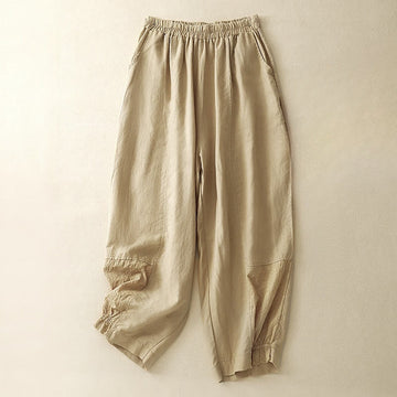Tactile Cotton Embroidered Cropped Meditation Harem Pants