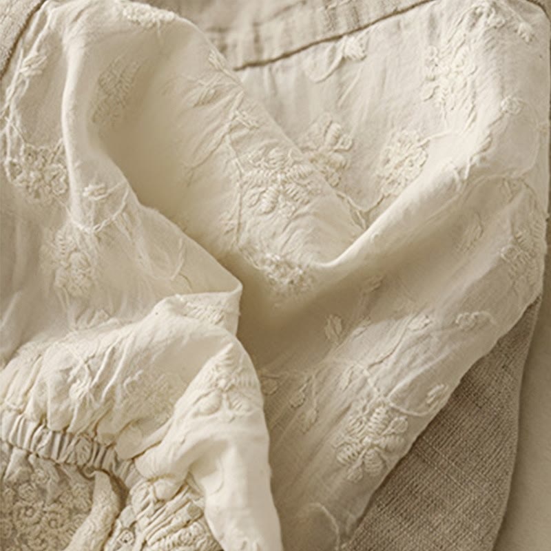 Tactile Cotton Embroidered Cropped Meditation Harem Pants