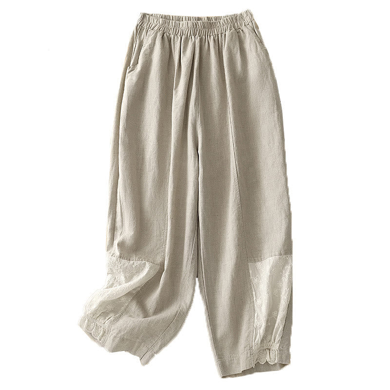 Tactile Cotton Embroidered Cropped Meditation Harem Pants