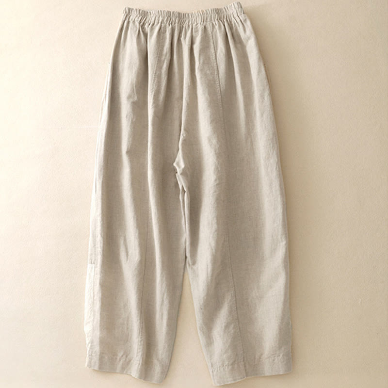 Tactile Cotton Embroidered Cropped Meditation Harem Pants