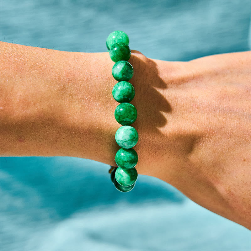 Authentic Cyan Jade Beaded Pixiu Symbol Bracelet