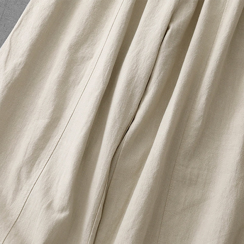 Casual Plain 7-8 Length Women's Cotton Linen Harem Pants With Pockets