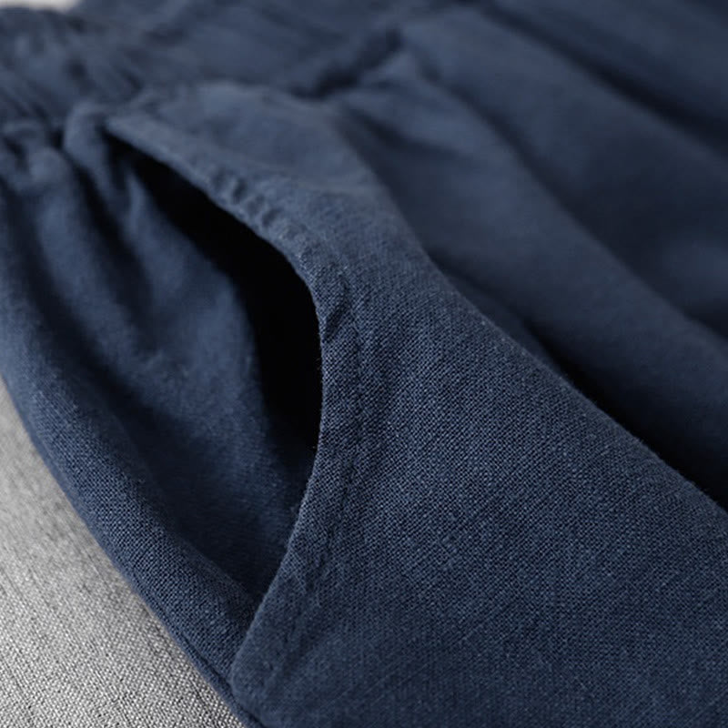 Casual Plain 7-8 Length Women's Cotton Linen Harem Pants With Pockets