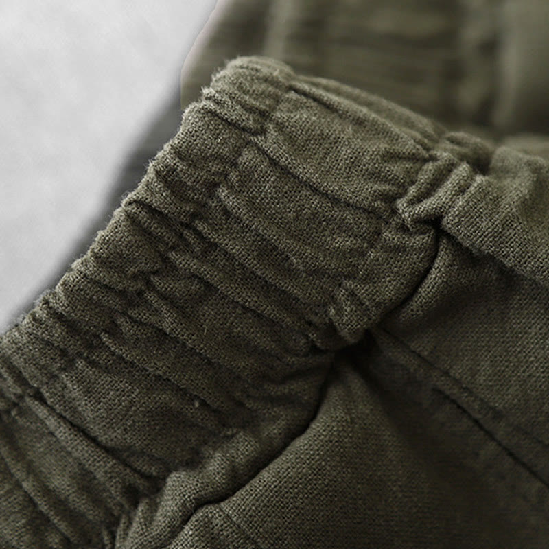 Casual Plain 7-8 Length Women's Cotton Linen Harem Pants With Pockets