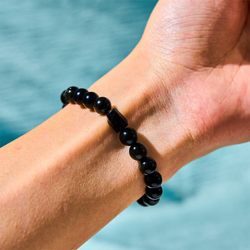 Gold Sheen Obsidian and Black Tourmaline Grounding Beaded Bracelet