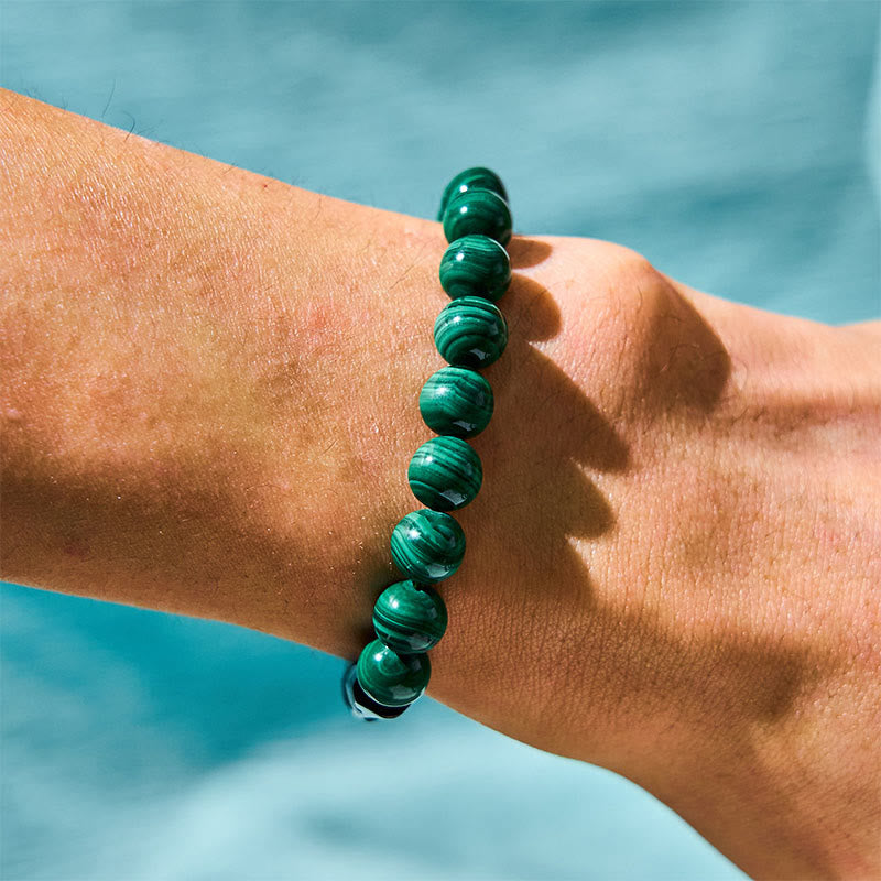 Handmade Malachite and Black Tourmaline Synergy Beaded Bracelet