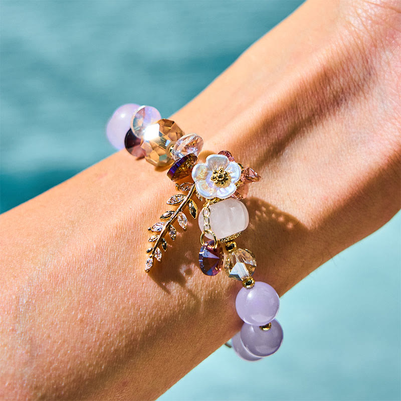 Natural Crystal & Gemstone Healing Bracelet - Amethyst, Sunstone & Aventurine