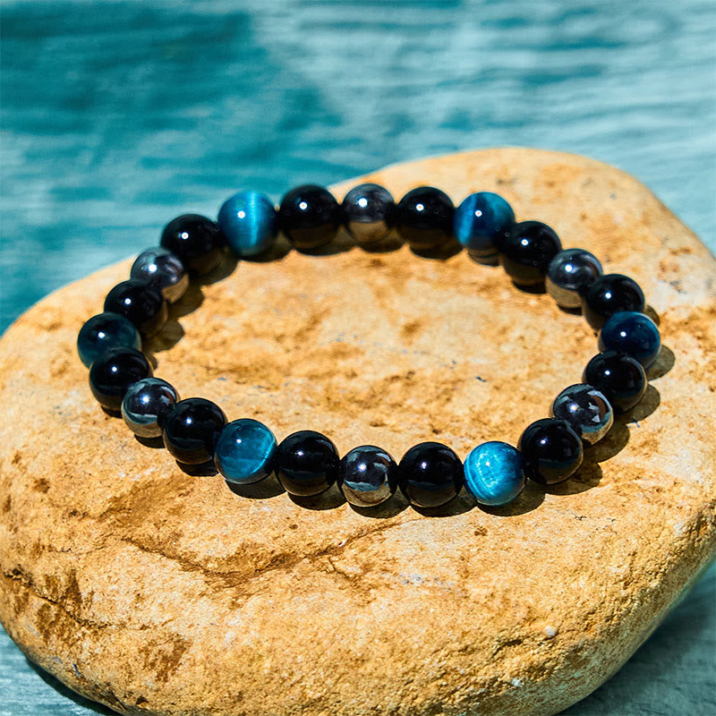 Natural Tiger's Eye Obsidian Hematite Positive Powerful Bracelet
