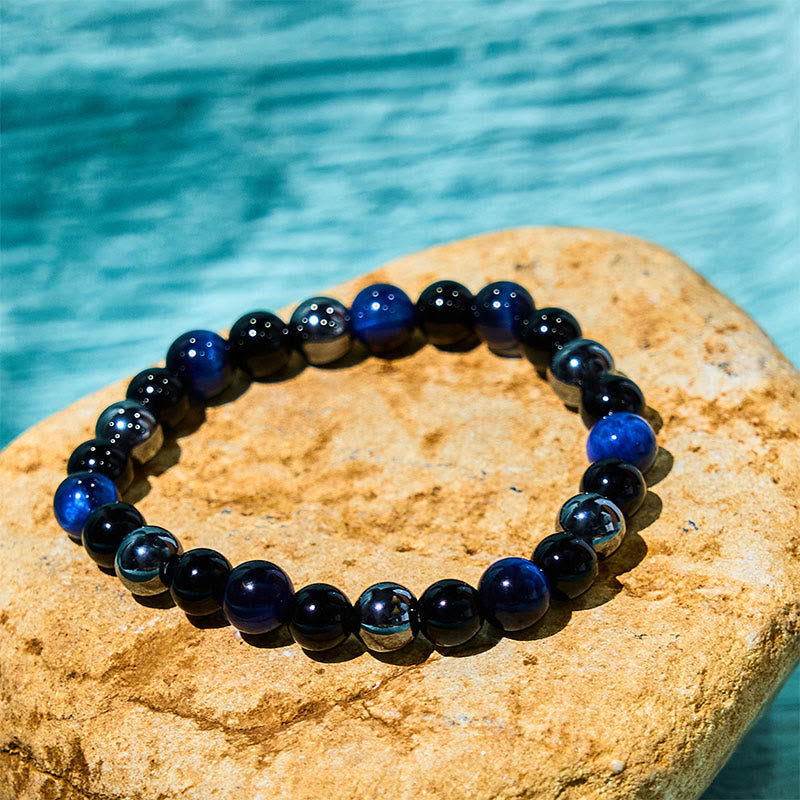 Natural Tiger's Eye Obsidian Hematite Positive Powerful Bracelet