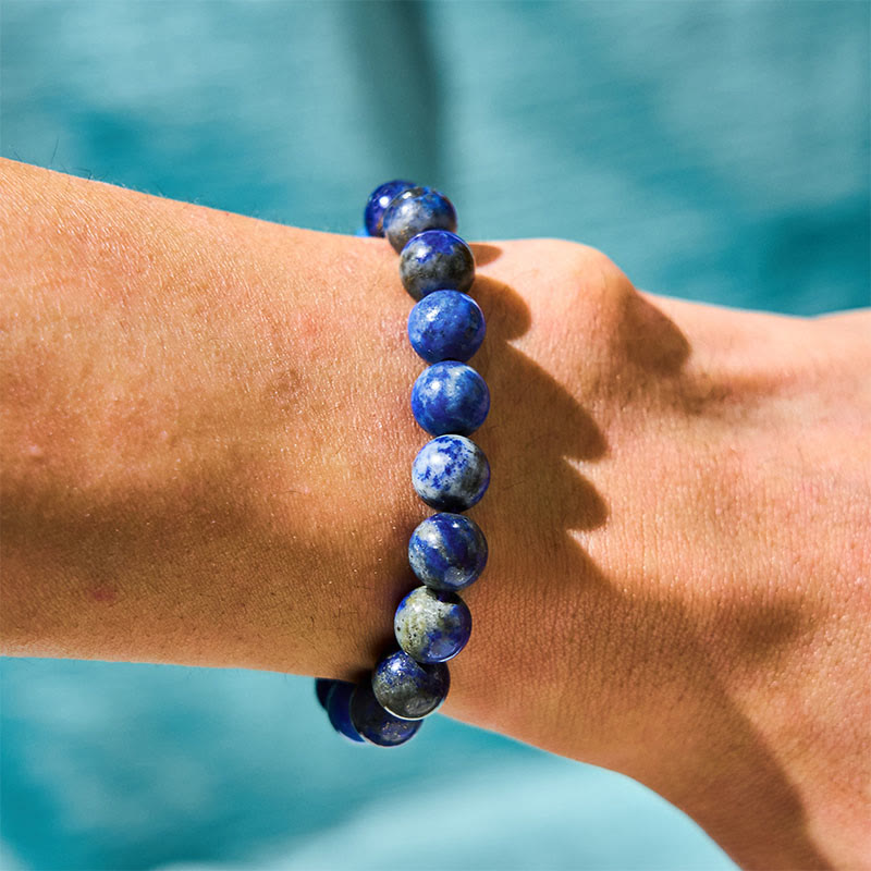 Natural Lapis Lazuli Beaded Self-Care Bracelet for 14-16cm Wrist
