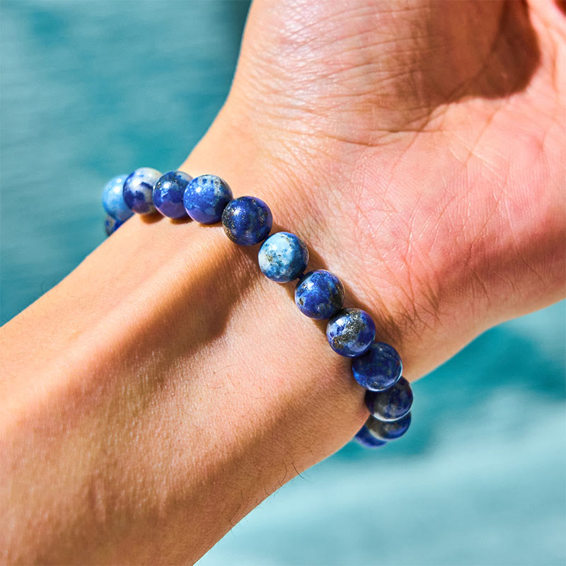 Natural Lapis Lazuli Beaded Self-Care Bracelet for 14-16cm Wrist