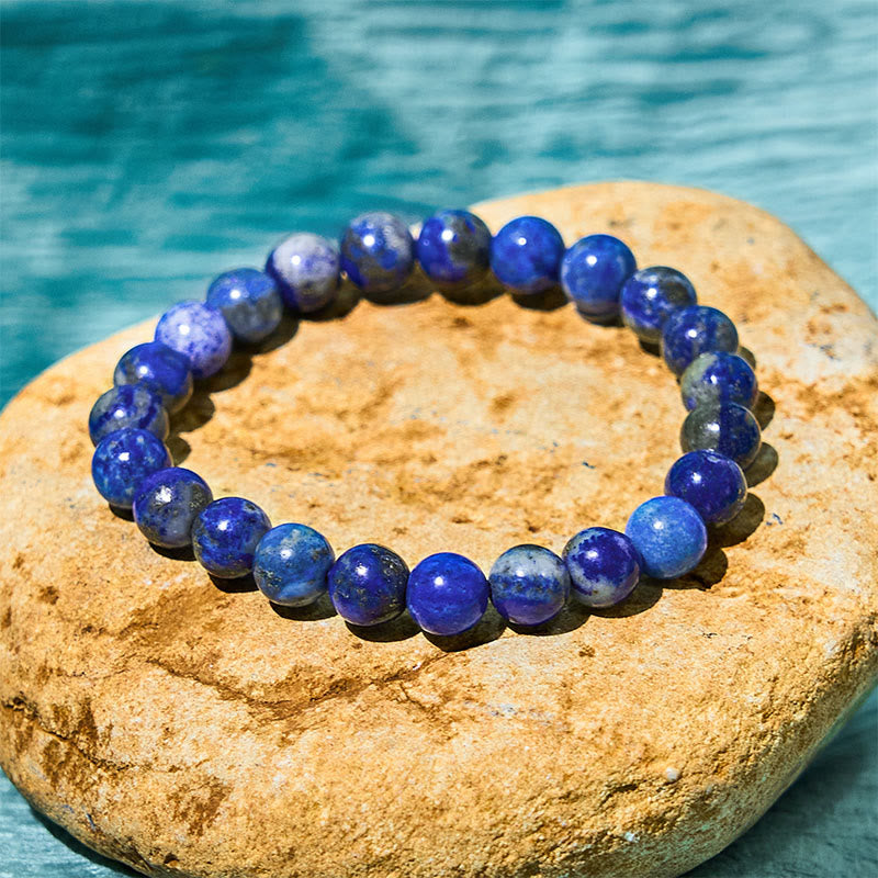 Natural Lapis Lazuli Beaded Self-Care Bracelet for 14-16cm Wrist