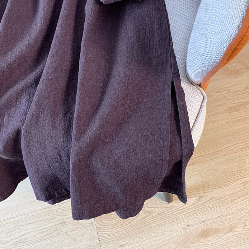 Casual Women's Plain Frog-Button Stand Collar Design Long Sleeve Cotton Linen Shirt