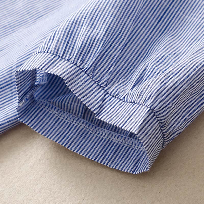 Cotton Linen Embroidered V-Neck Mindful Lounge Shirt