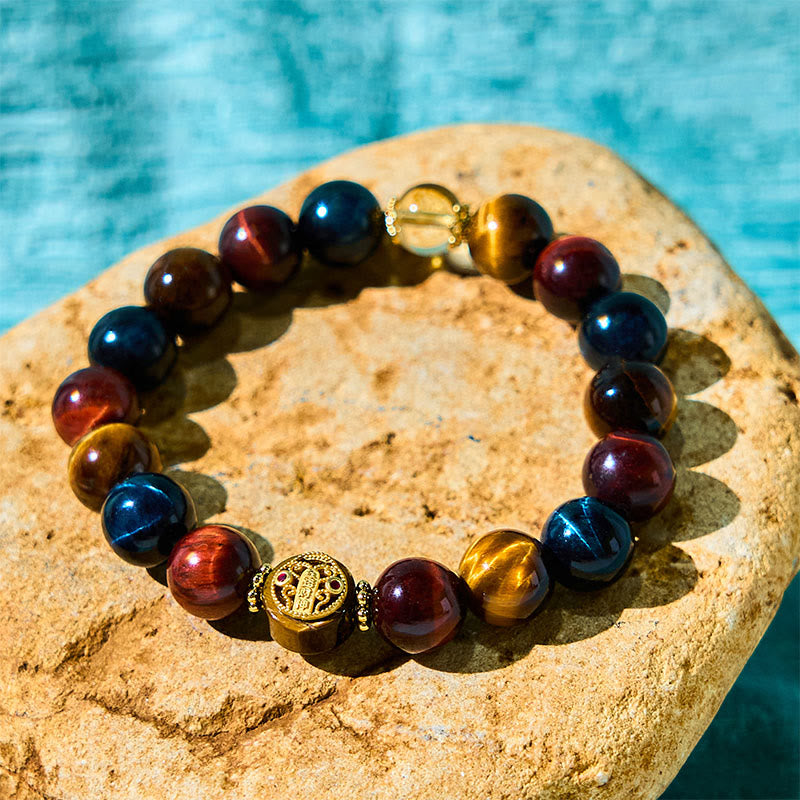 Tiger Eye Stone Beads Protection Courage Bracelet
