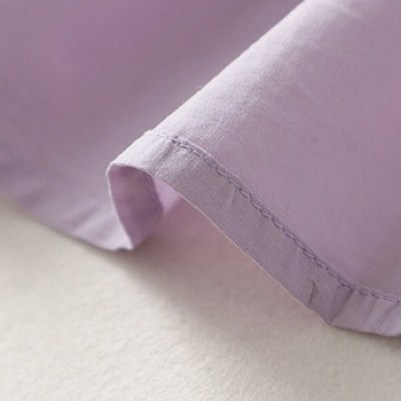 Cotton Linen Ruffle Collar Frog-Button Mindful Shirt