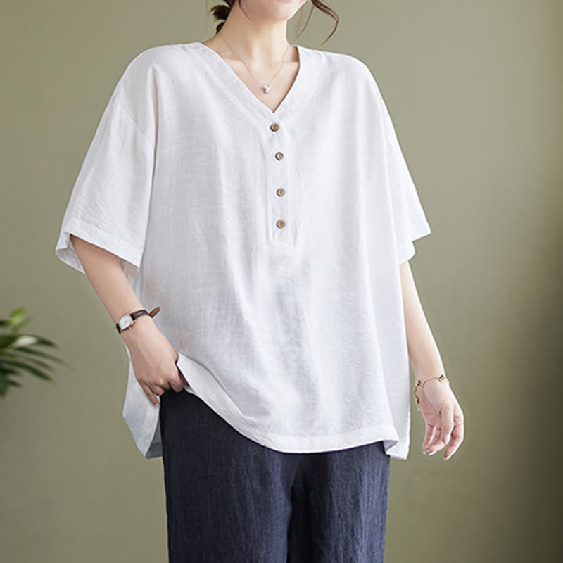 Lightweight Viscose Jacquard V-Neck Mindful Movement Shirt