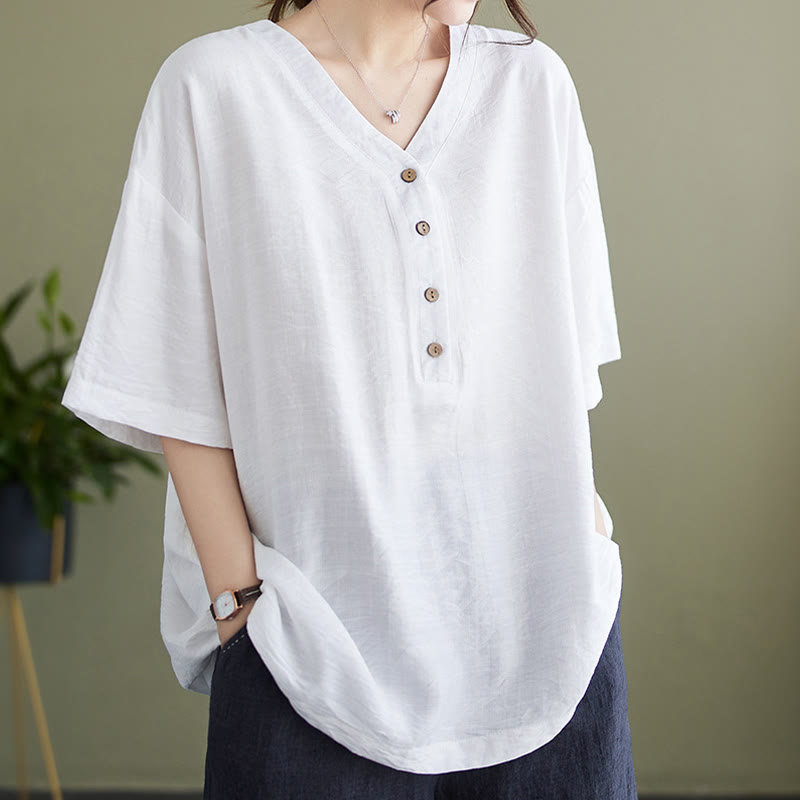 Lightweight Viscose Jacquard V-Neck Mindful Movement Shirt
