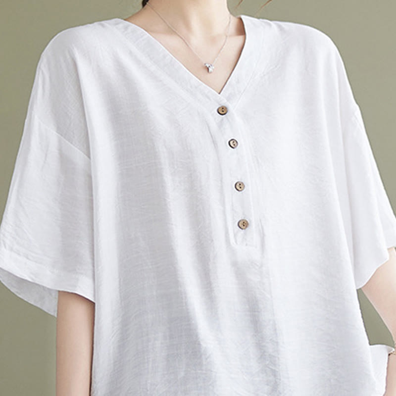 Lightweight Viscose Jacquard V-Neck Mindful Movement Shirt