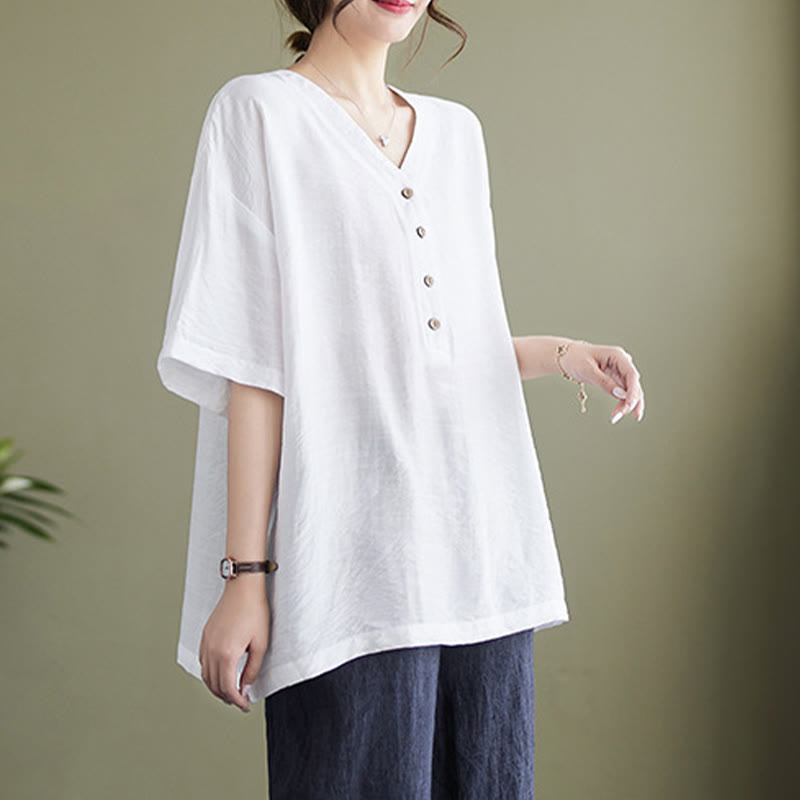 Lightweight Viscose Jacquard V-Neck Mindful Movement Shirt
