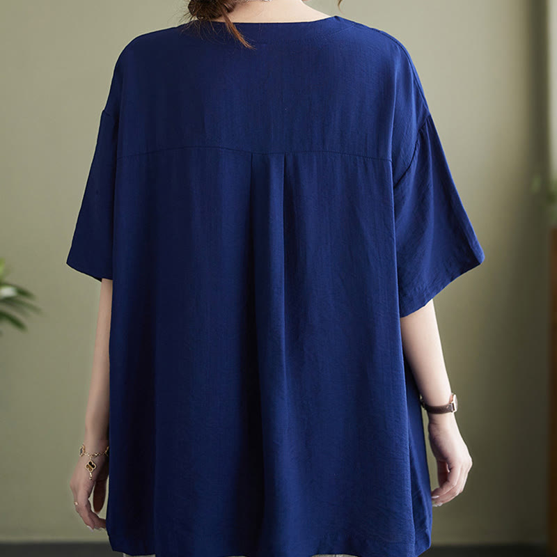 Lightweight Viscose Jacquard V-Neck Mindful Movement Shirt