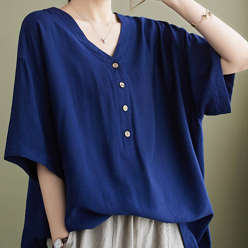 Lightweight Viscose Jacquard V-Neck Mindful Movement Shirt