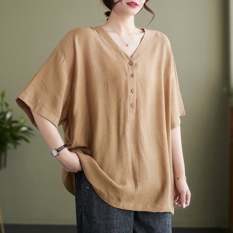 Lightweight Viscose Jacquard V-Neck Mindful Movement Shirt