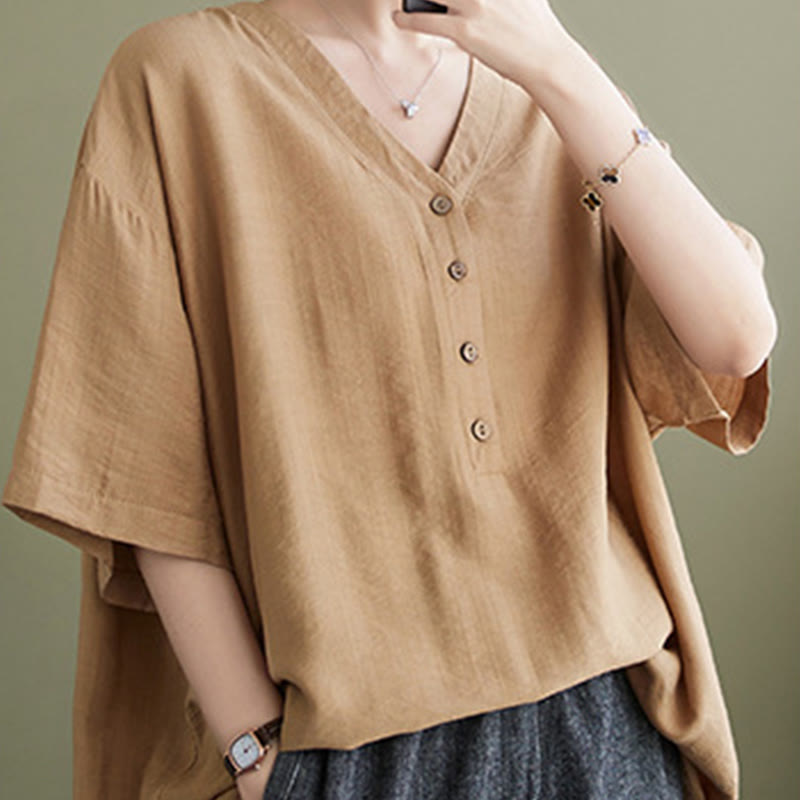 Lightweight Viscose Jacquard V-Neck Mindful Movement Shirt