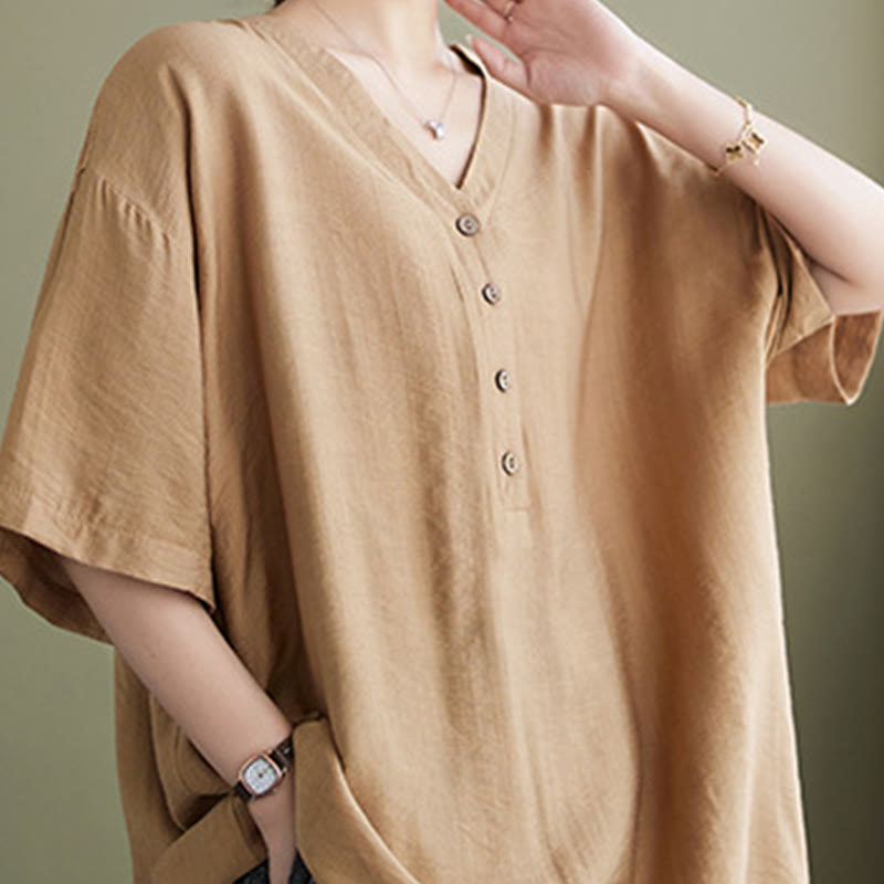 Lightweight Viscose Jacquard V-Neck Mindful Movement Shirt